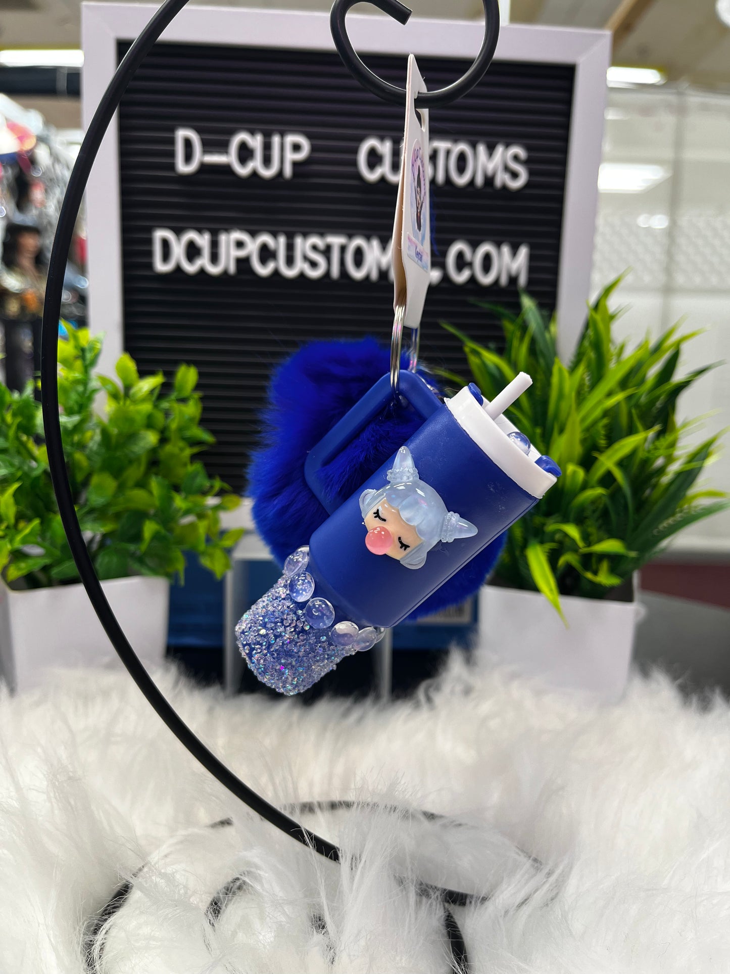 Mini Tumbler Poof Keychain (Navy Girl)