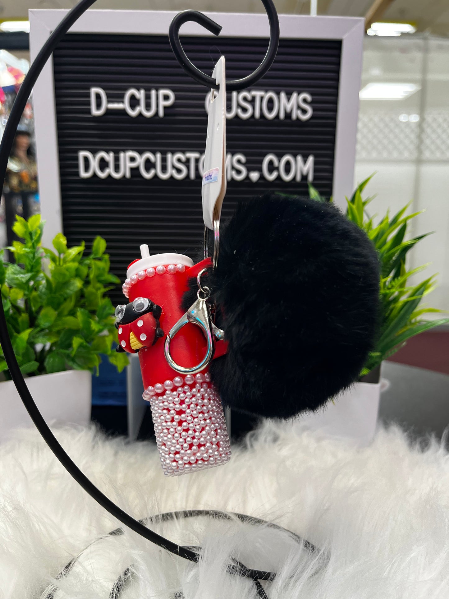 Mini Tumbler Poof Keychain (LadyBug)