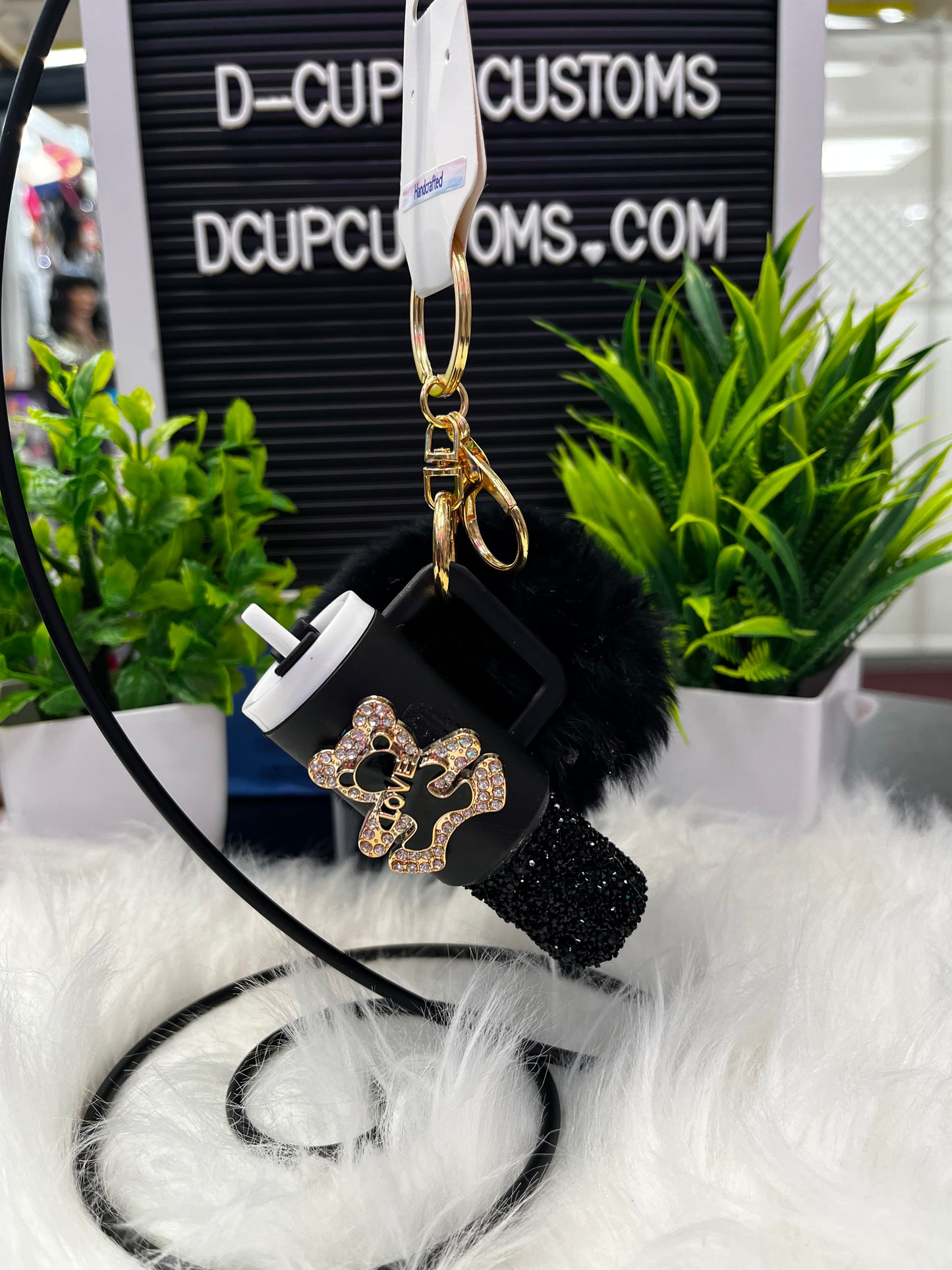 Mini Tumbler Poof Keychain (Love Bear)