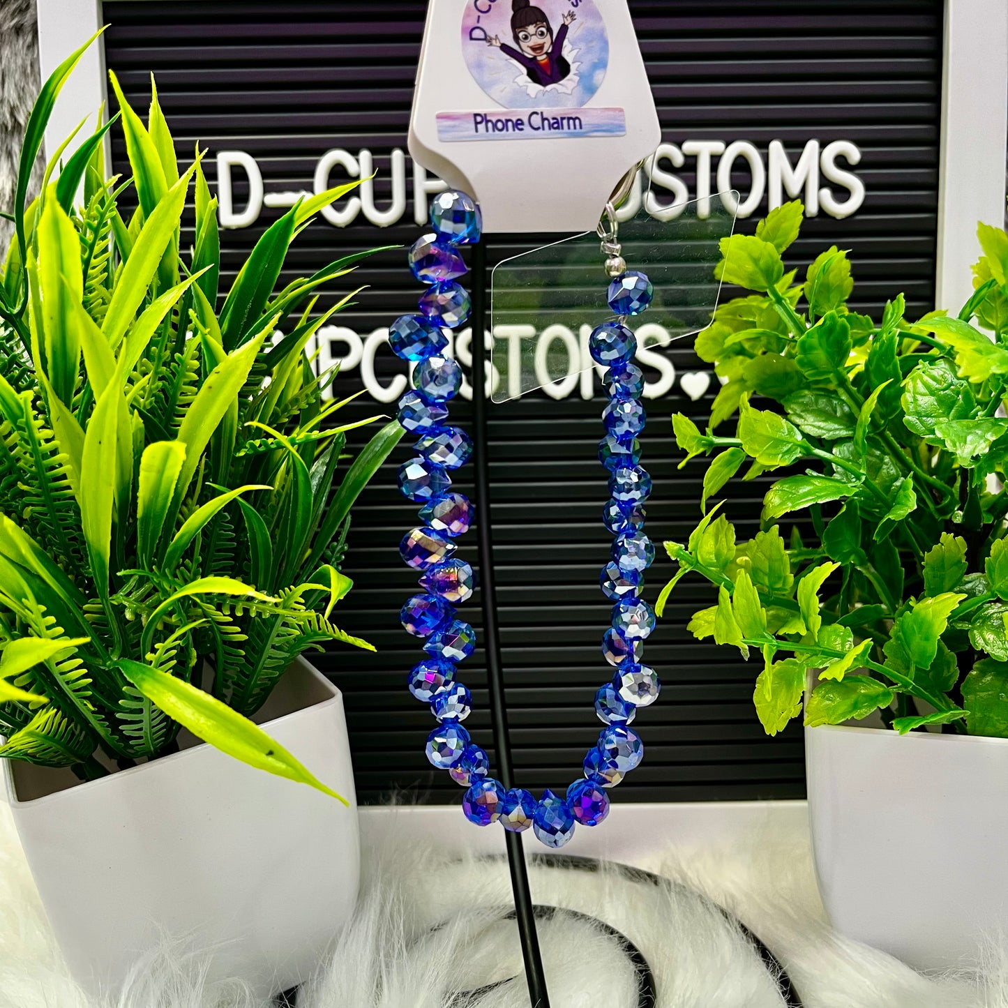 Sapphire Blue Tear Drop Phone Charm