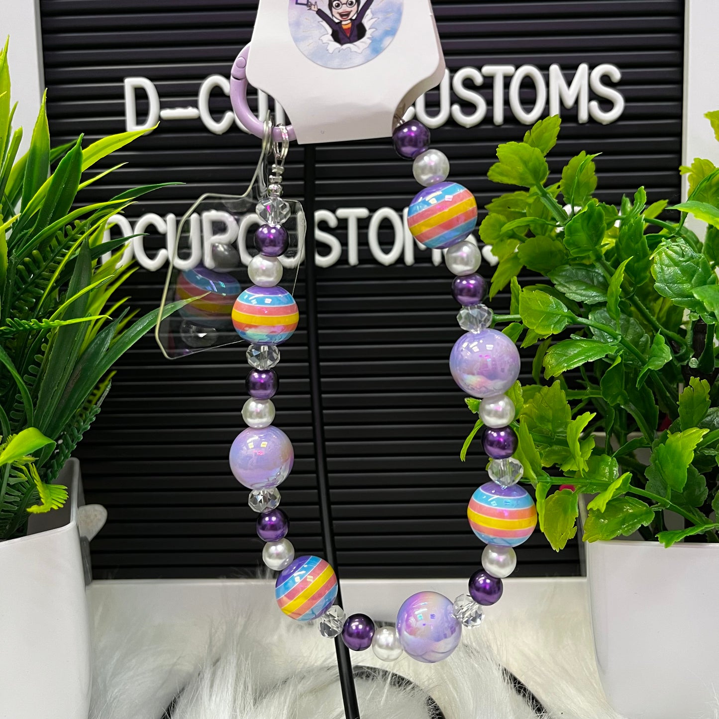 Purple and Pearl Rainbow Phone Charm