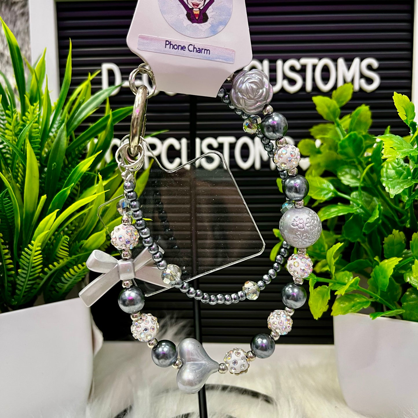 Silver Heart Phone Charm