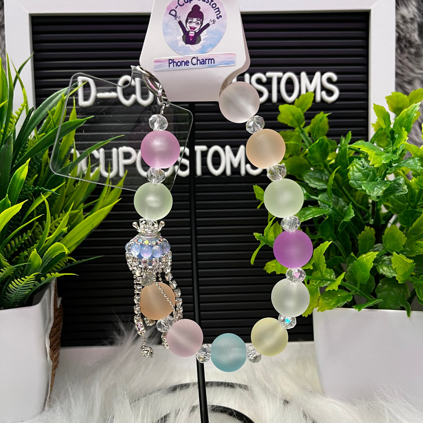 Frosted Pastel Beaded Phone Charm