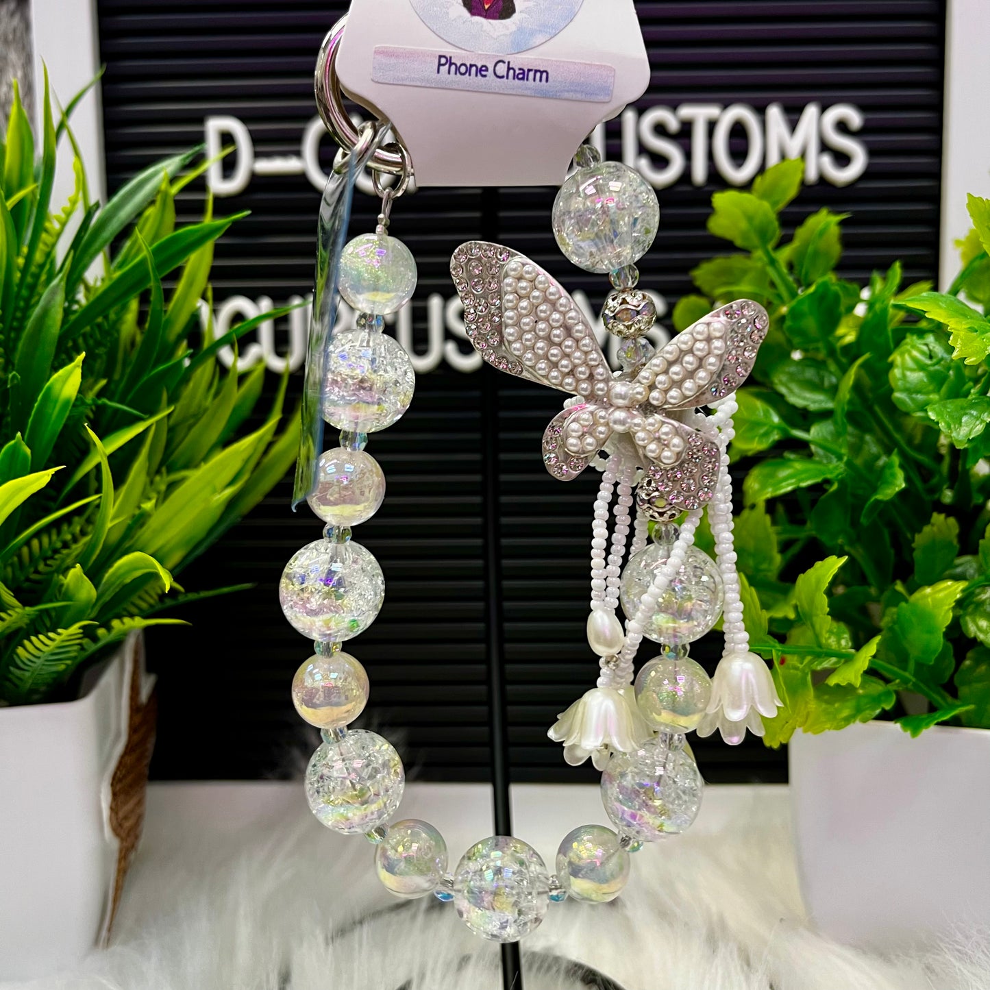 Butterfly Pearl Phone Charm