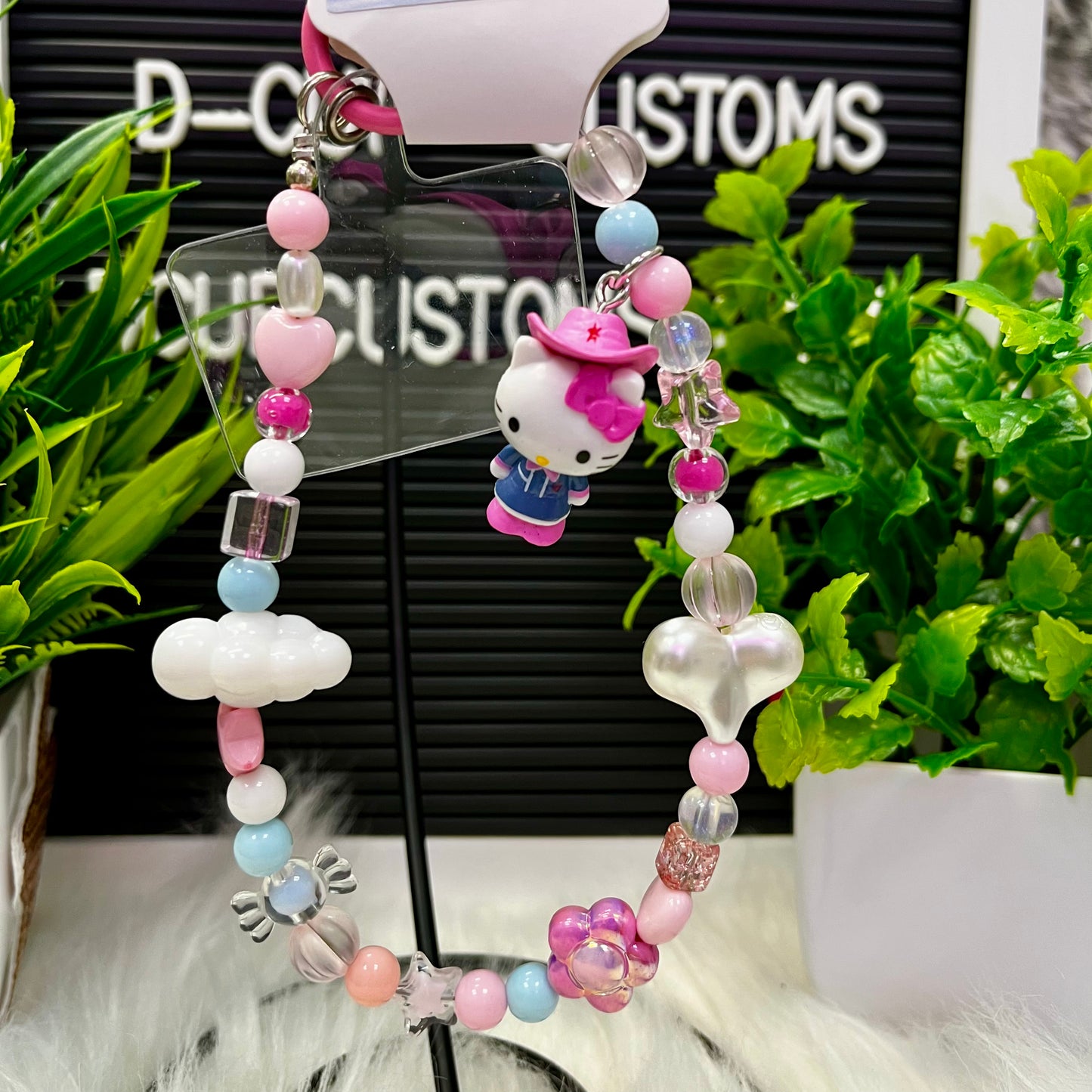 Pink Cowboy Kitty Phone Charm