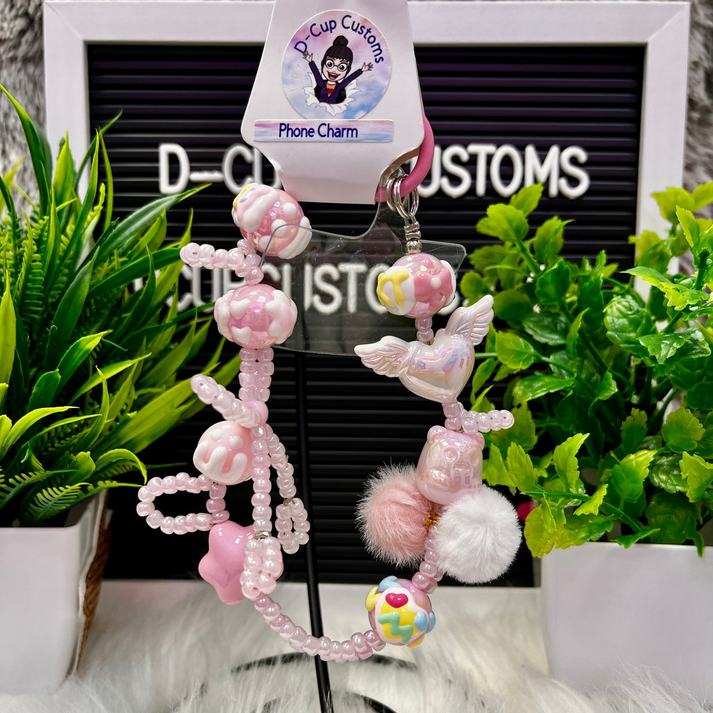 Pink Angel Wings Phone Charm