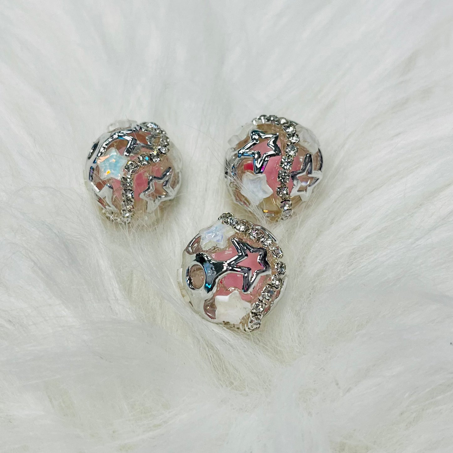 Pink Metal Star Beads (16mm)