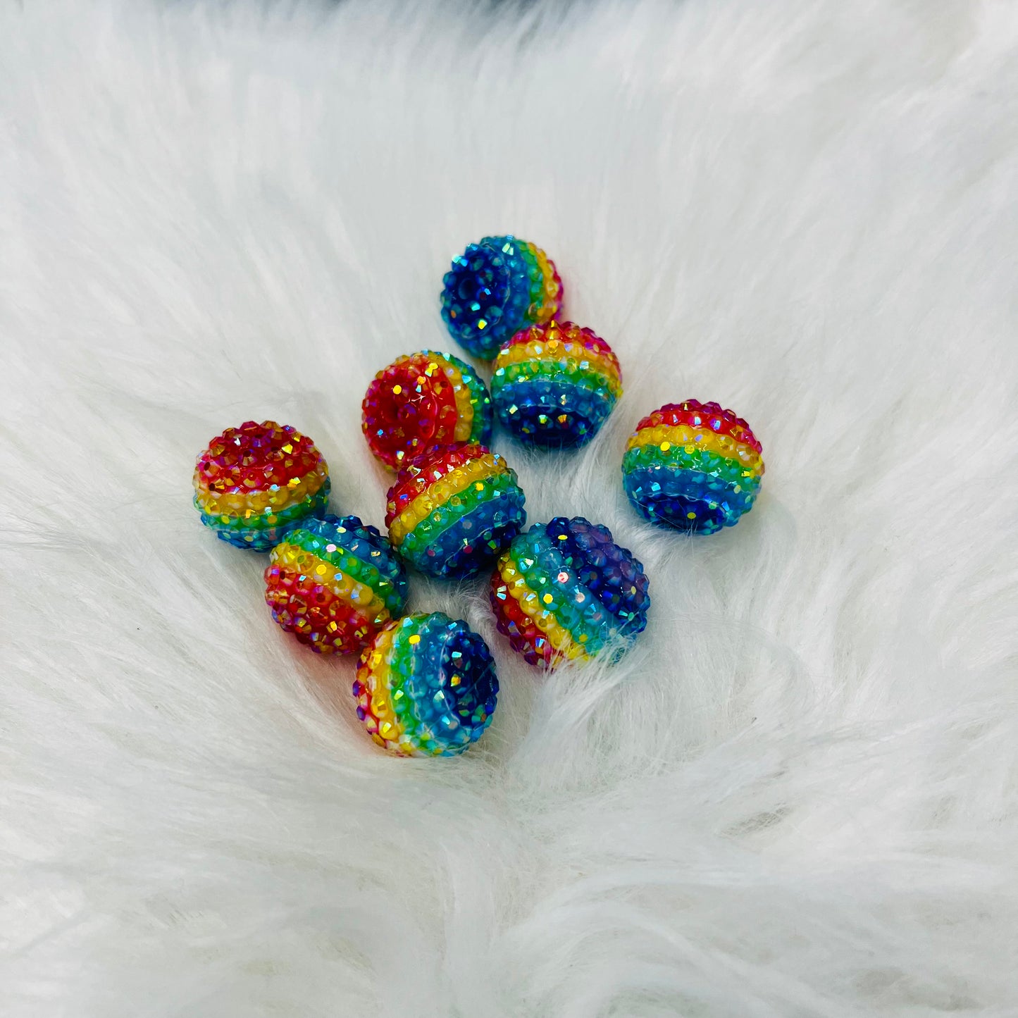 Rhinestone Rainbow Beads (18mm)