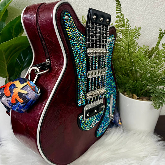 Maroon and Black Guitar Purse