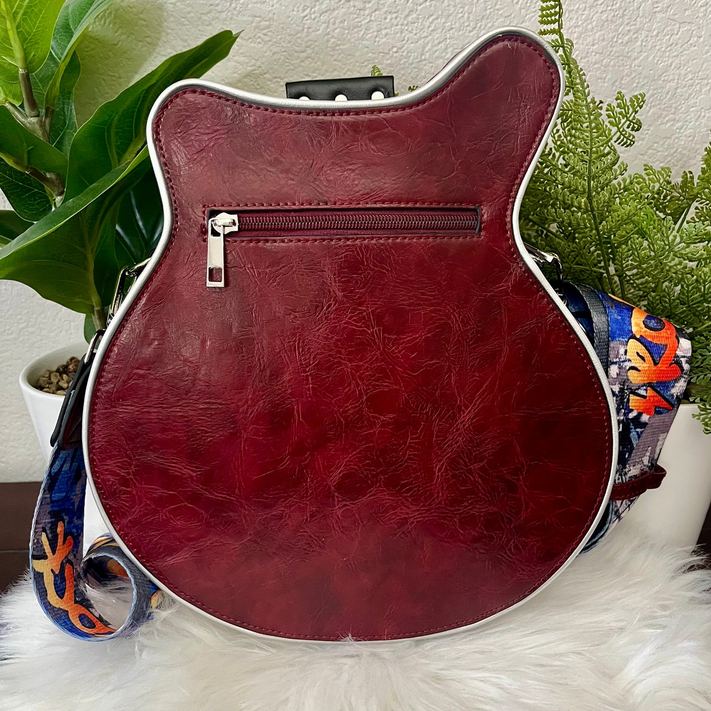 Maroon and Black Guitar Purse