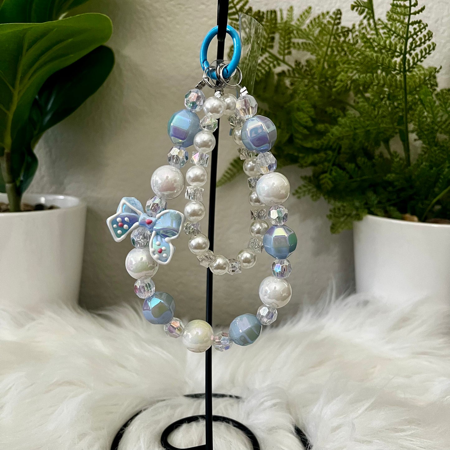 Blue Bow Double Phone Charm