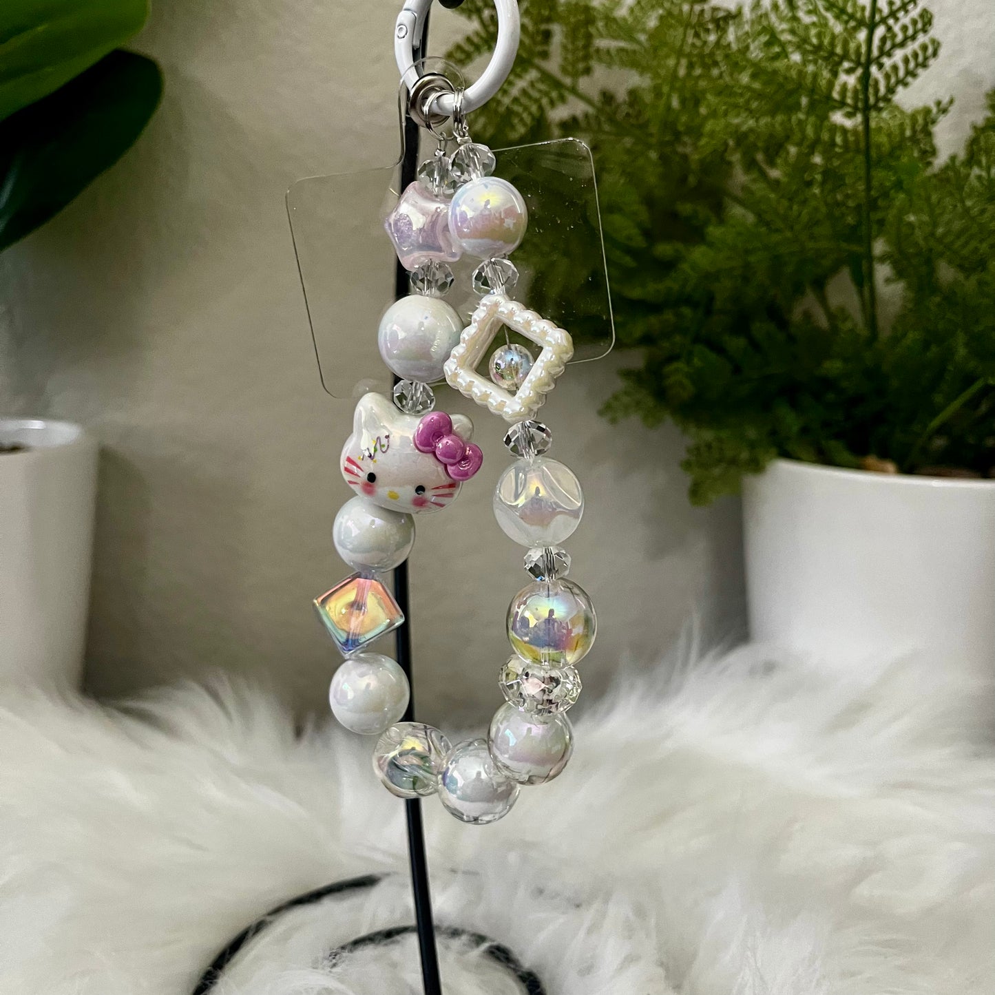 White Kitty HK Phone Charm