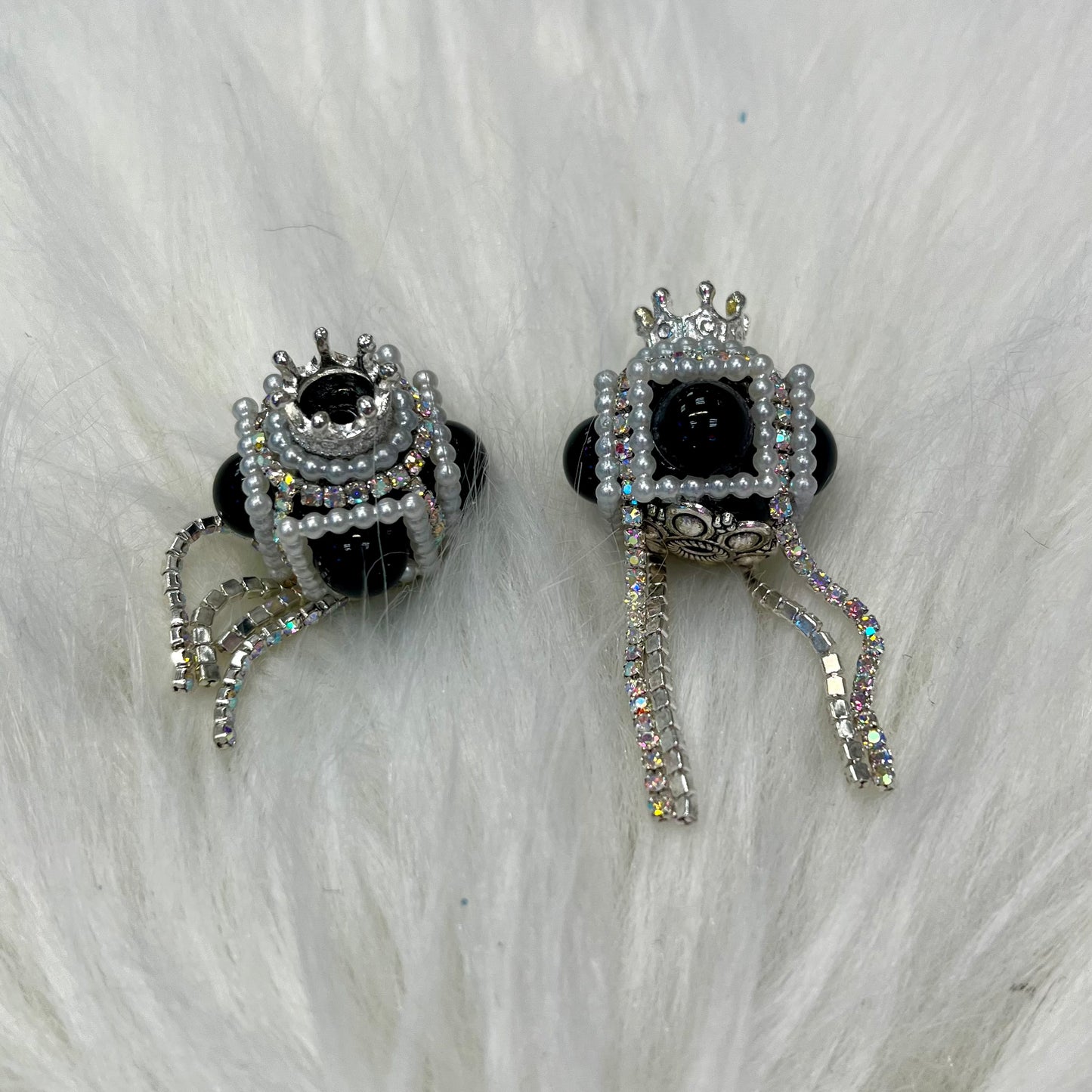Crown and Black Bead with Dangle