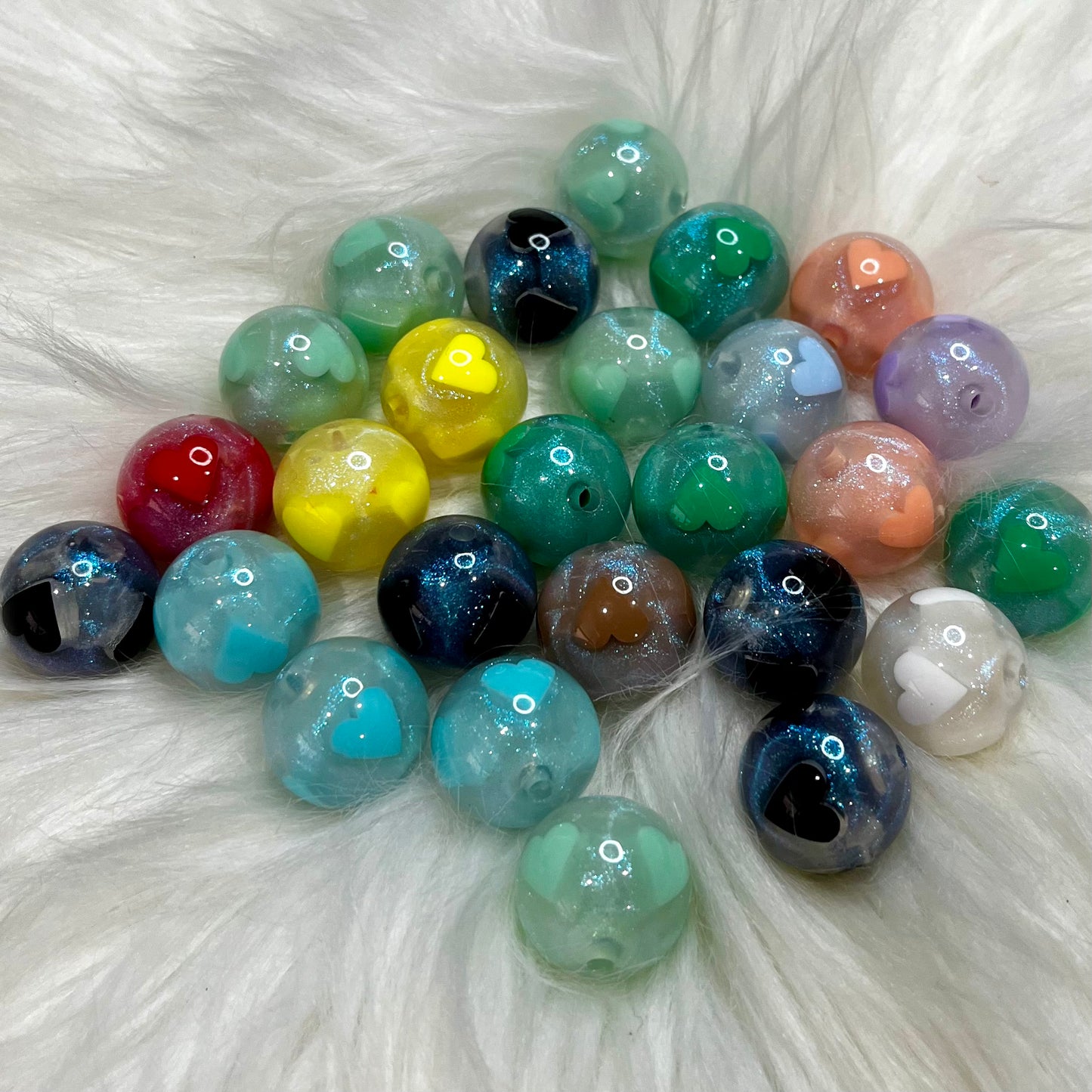 Heart Glitter Round (18mm)