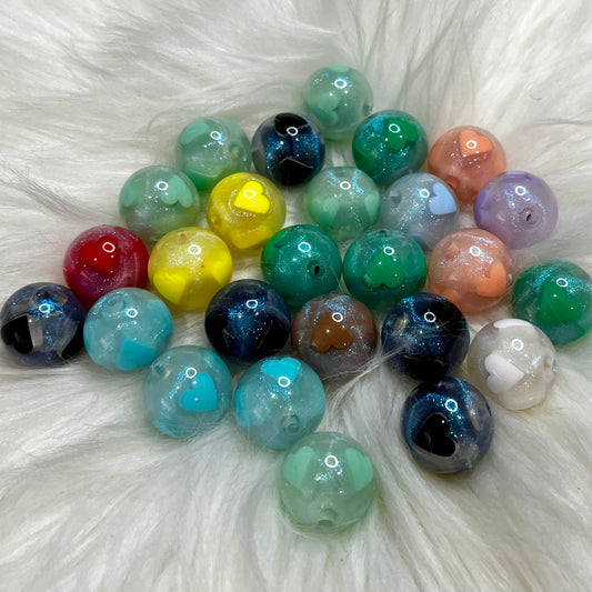 Heart Glitter Round (18mm)
