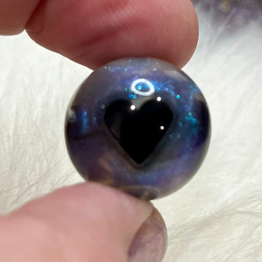 Heart Glitter Round (18mm)