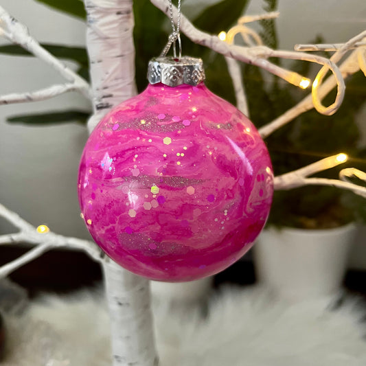 Bright Pink Glass Ornament