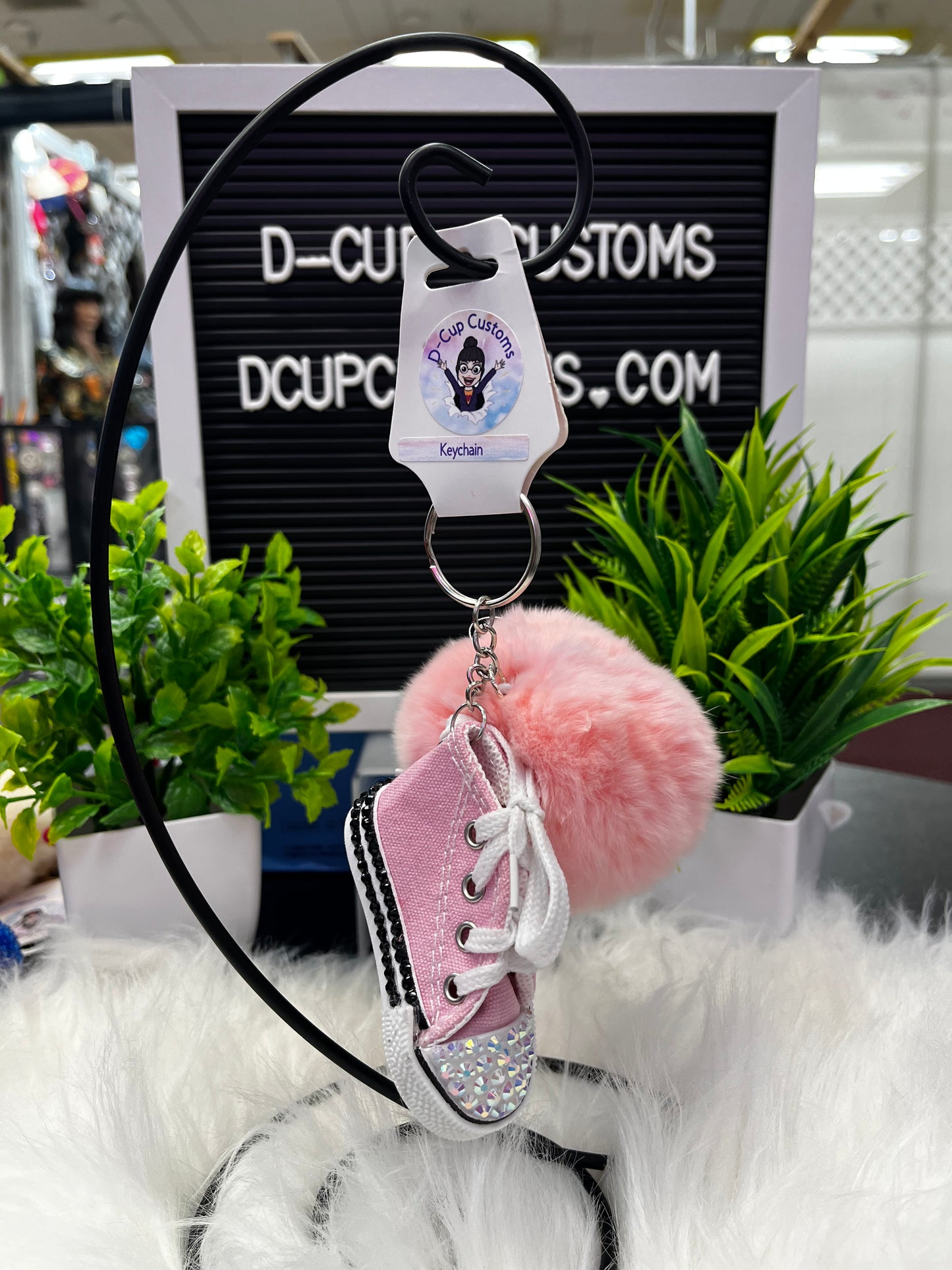 Canvas Shoe Poof Keychain (Pink)