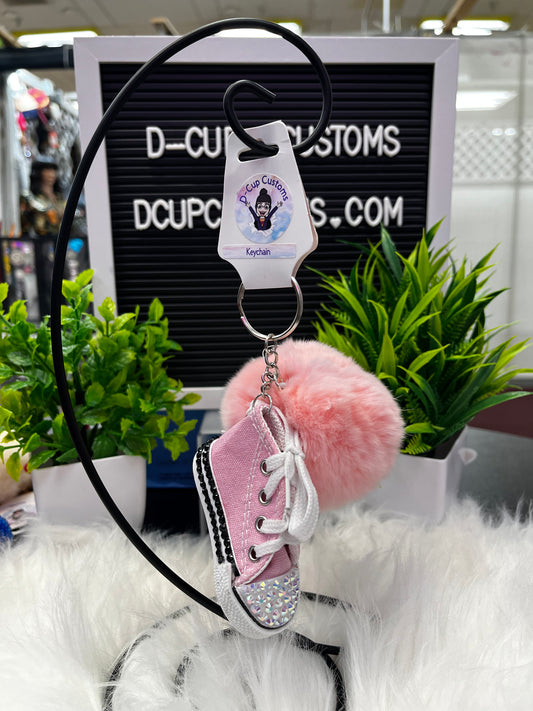 Canvas Shoe Poof Keychain (Pink)