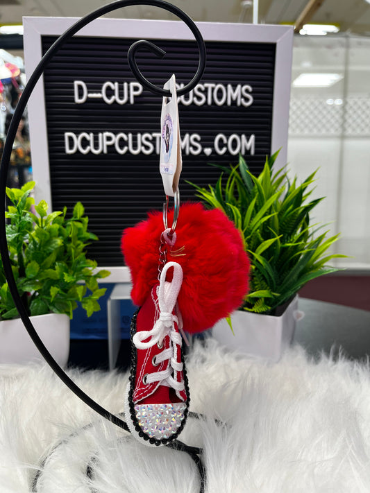 Canvas Shoe Poof Keychain (Red)