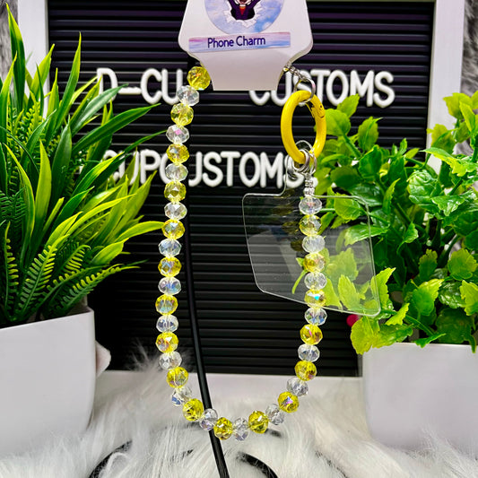 Yellow Beaded Phone Charm