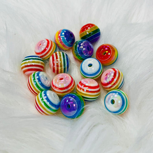 Striped Rainbow Beads (15mm)
