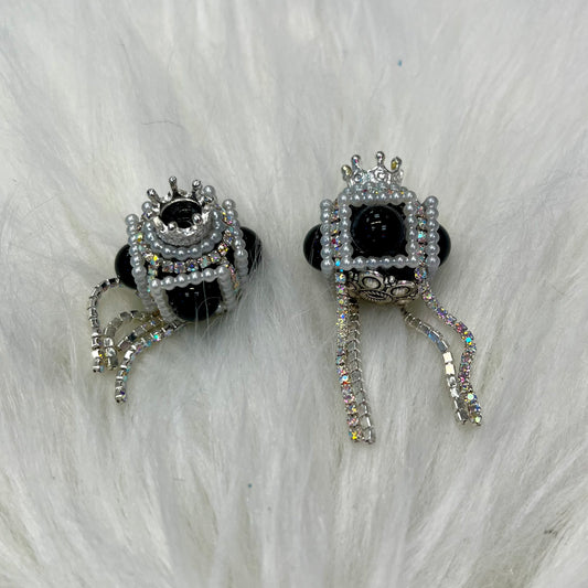 Crown and Black Bead with Dangle