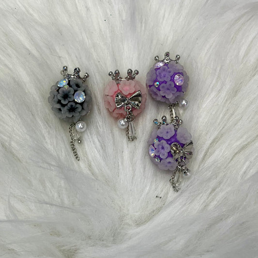 Flower Bead with Crown and Dangle